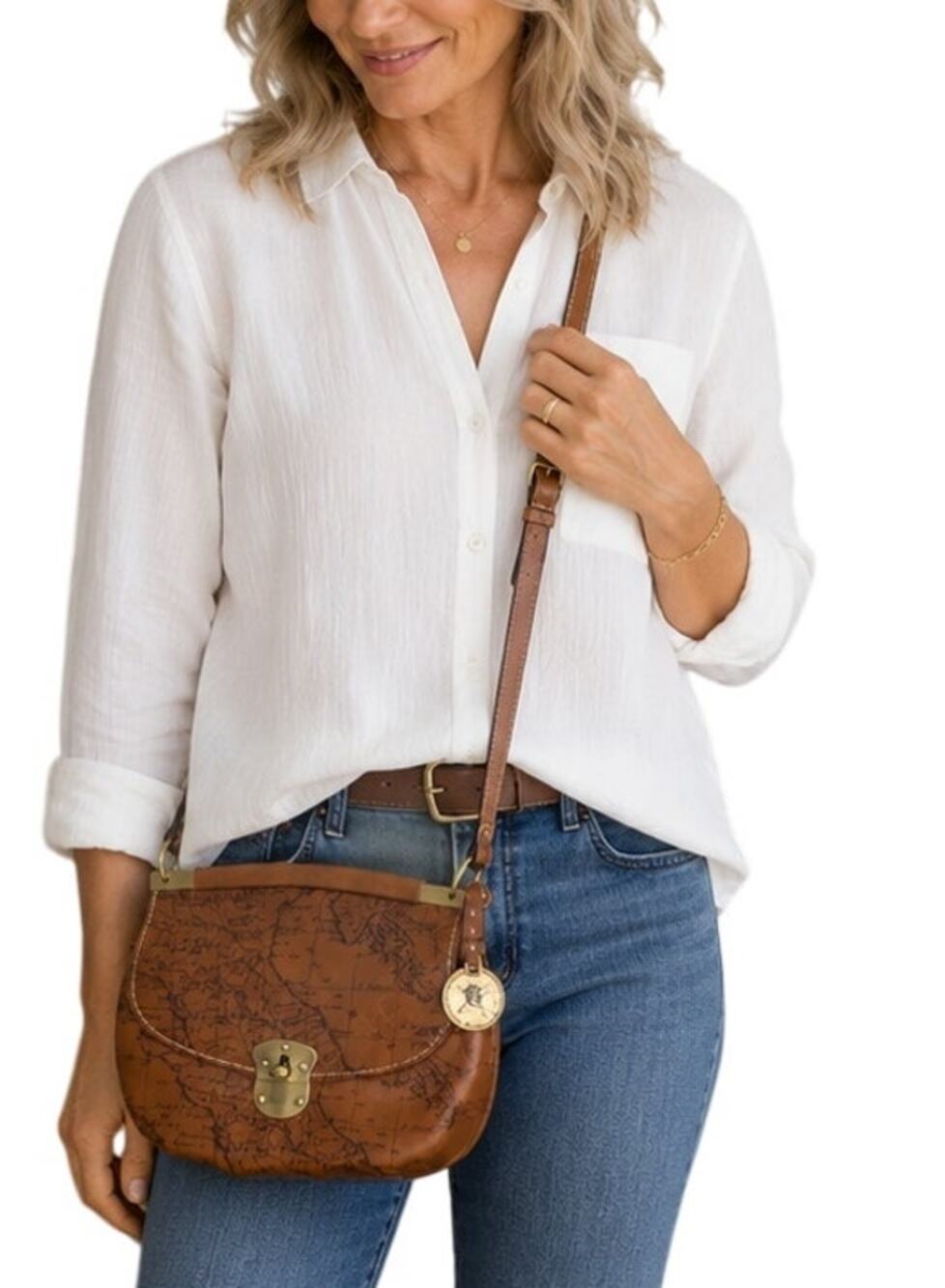 Patricia Nash 10th Anniversary Map Print Leather Crossbody